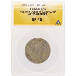 1786-B Austria Josef II AR 20 Kreuzer Coin ANACS XF45