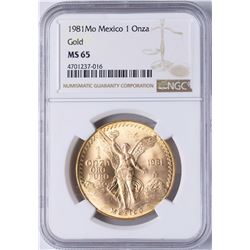 1981MO Mexico 1 Onza Libertad Gold Coin NGC MS65