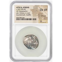 393-294 BC Attica Athens AR Tetradrachm Athena Owl Coin NGC Choice VF