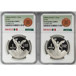 Lot of (2) 1986Mo Mexico Proof 1 Onza Libertad Silver Coins NGC PF69 Ultra Cameo