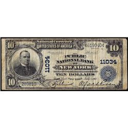 1902 PB $10 Public National Bank of New York, NY CH# 11034 National Currency Note