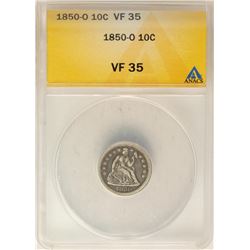 1850-O Seated Liberty Dime Coin ANACS VF35