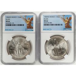 1984-1985Mo Mexico 1 Onza Libertad Silver Coins NGC MS66