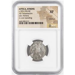 393-294 BC Attica Athens AR Tetradrachm Athena Owl Coin NGC XF