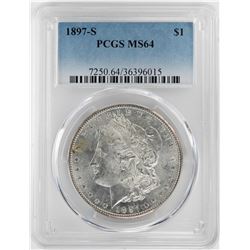 1897-S $1 Morgan Silver Dollar Coin PCGS MS64