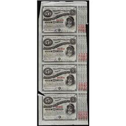 Uncut Sheet of (4) State of Louisiana Baby Bond Obsolete Notes