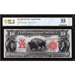 1901 $10 Bison Legal Tender Note Fr. 122 PCGS Choice Very Fine 35 Details