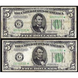 Lot of (2) 1934C $5 Federal Reserve STAR Notes Chicago