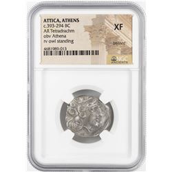 393-294 BC Attica Athens AR Tetradrachm Athena Owl Coin NGC XF