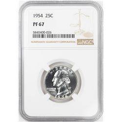 1954 Proof Washington Quarter Coin NGC PF67