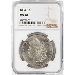 1884-S $1 Morgan Silver Dollar Coin NGC MS60