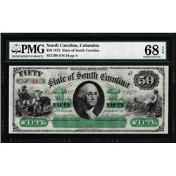 Low Serial Number 1872 $50 South Carolina Obsolete Note PMG Superb Gem Unc. 68EPQ