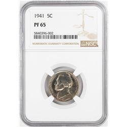 1941 Proof Jefferson Nickel Coin NGC PF65