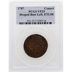 1787 Connecticut Colonial Copper Draped Bust Coin PCGS VF25