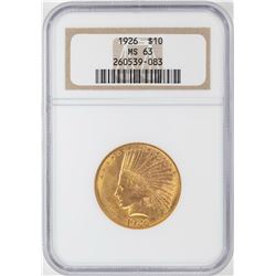 1926 $10 Indian Head Eagle Gold Coin NGC MS63