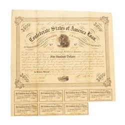 February 20, 1863 $500 Confederate States of America Bond