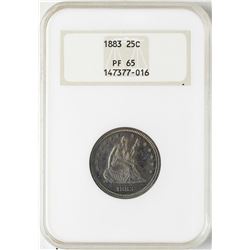 1883 Proof Seated Liberty Quarter Coin NGC PF65