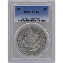 1887 $1 Morgan Silver Dollar Coin PCGS MS65