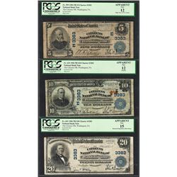 Lot of 1902PB $5/10/20 Washington, PA CH# 3383 National Currency Notes PCGS F12/F15