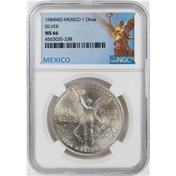 1984Mo Mexico 1 Onza Libertad Silver Coin NGC MS66