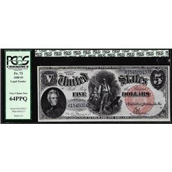 1880 $5 Woodchopper Legal Tender Note Fr.73 PCGS Very Choice New 64PPQ