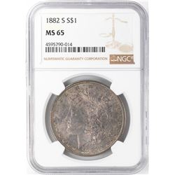 1882-S $1 Morgan Silver Dollar NGC MS65 Nice Toning