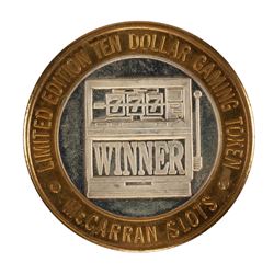 .999 Silver McCarran International Airport $10 Casino Limited Edition Gaming Token