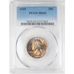 1949 Washington Quarter Coin PCGS MS65 Amazing Toning