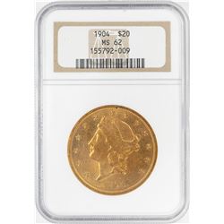 1904 $20 Liberty Head Double Eagle Gold Coin NGC MS62