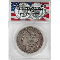 1892 $1 Morgan Silver Dollar Coin ANACS Certified Genuine