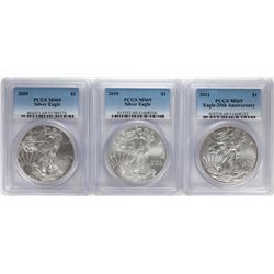 Lot of 2009-2011 $1 American Silver Eagle Coins PCGS MS69