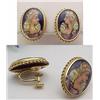 Image 1 : Portrait earrings enameled screw backs 