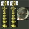 Pair of tall brass pillar candleholders