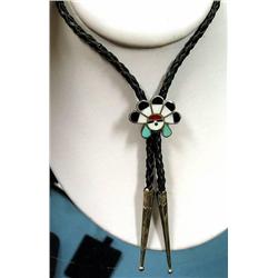 Zuni Sun Face Headdress bolo with tips.
