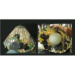 Stained glass leaded lamp shade.  Stand