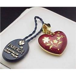 Faberge heart pendant enameled 18kt yel