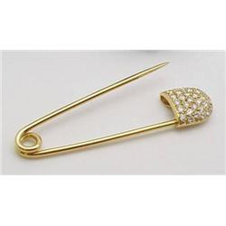 Diamond safety pin approx .90Ctw 14kt y