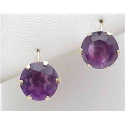 Amethyst earrings 10mm 14kt yellow gold