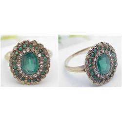 Antique ring  8x6 oval emerald center s