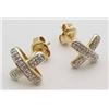 Image 1 : X earrings with small diamonds 14kt yel