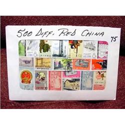 (500) Red China Stamps - All Different