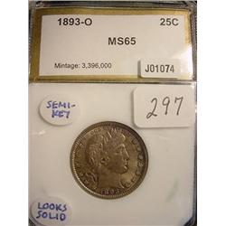 1893-O Bust Quarter Dollar  PCI  MS 65 