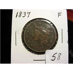 1837 Large Cent  F