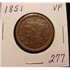 1851 Large Cent  VF