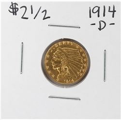 1914-D $2 1/2 Indian Head Quarter Eagle Gold Coin
