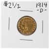 Image 1 : 1914-D $2 1/2 Indian Head Quarter Eagle Gold Coin