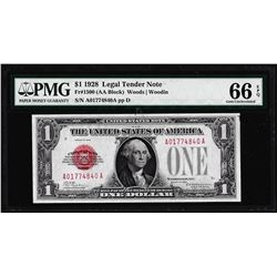 1928 $1 Legal Tender Note Fr.1500 PMG Gem Uncirculated 66EPQ