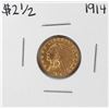Image 1 : 1914 $2 1/2 Indian Head Quarter Eagle Gold Coin