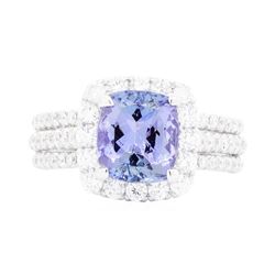 18KT White Gold Ladies 2.18 ctw Tanzanite and Diamond Ring