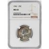 Image 1 : 1941 Washington Quarter Coin NGC MS65